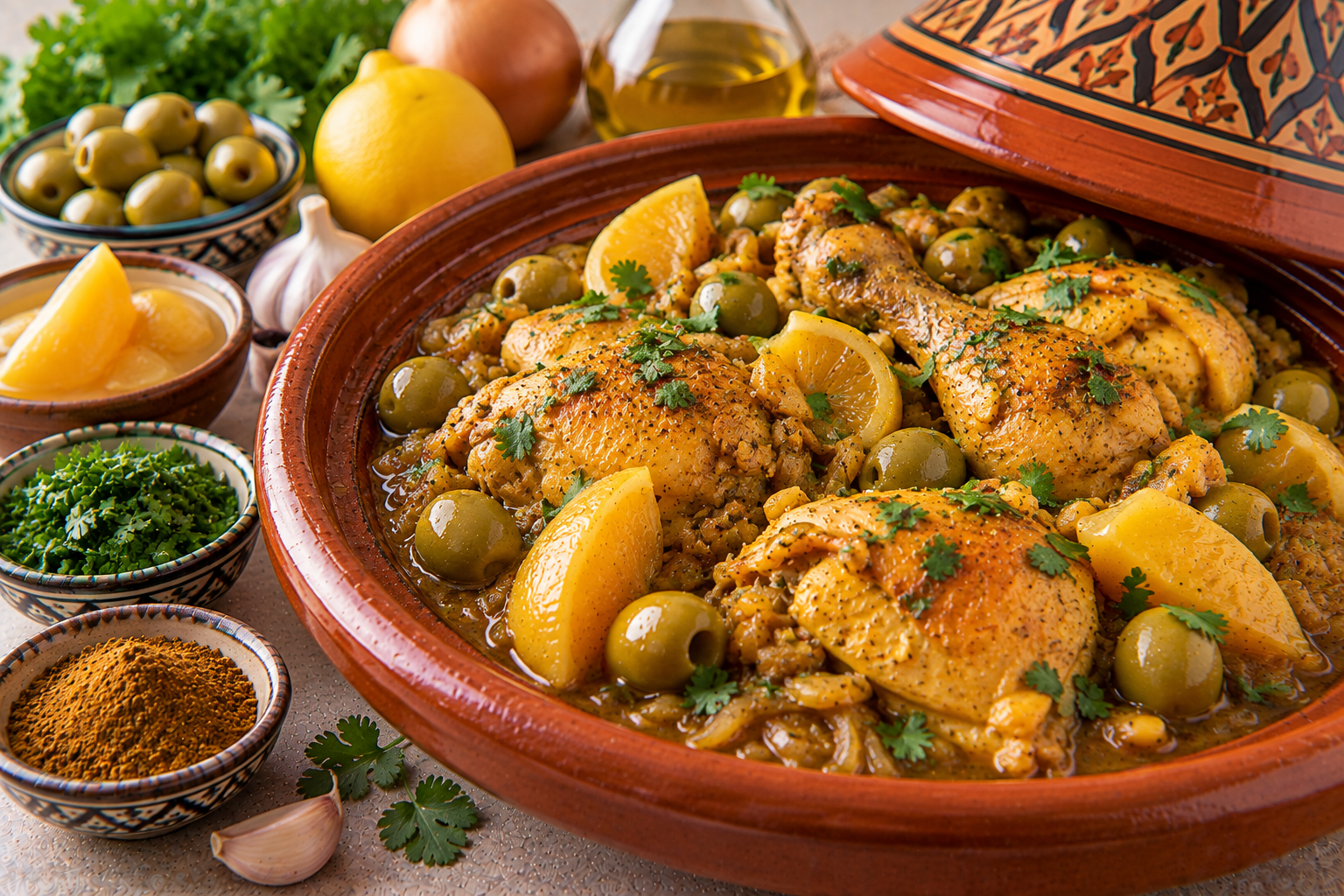 Tajine de pollo con limón